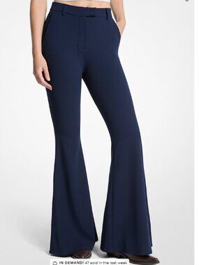 Michael Kors Stretch Crepe Flared Pant Midnight Blue L NWT